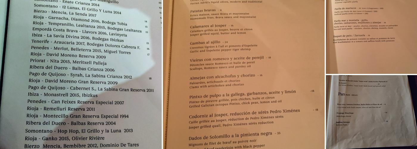 Iberica Menu