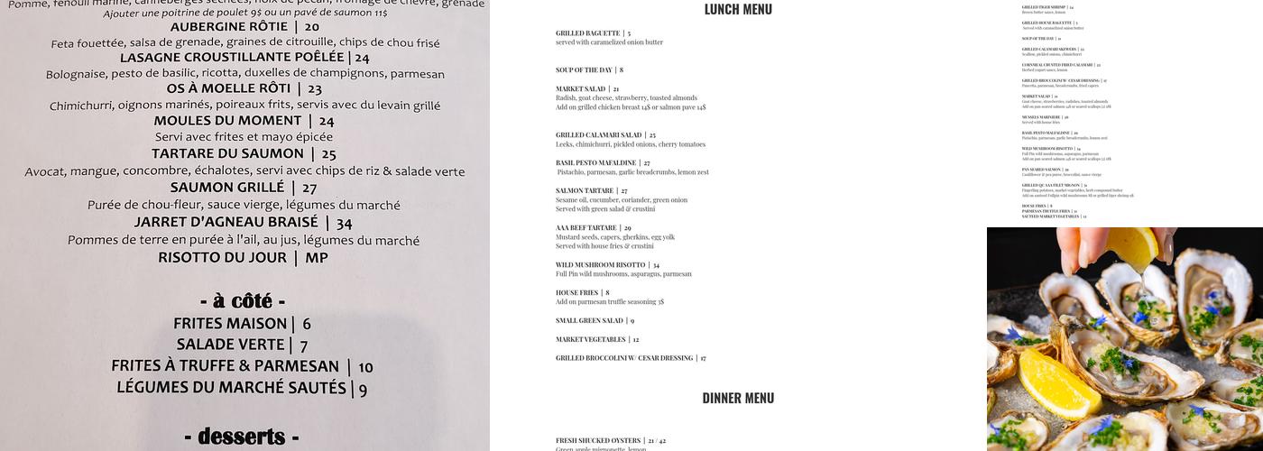 Monsieur café & vins Menu