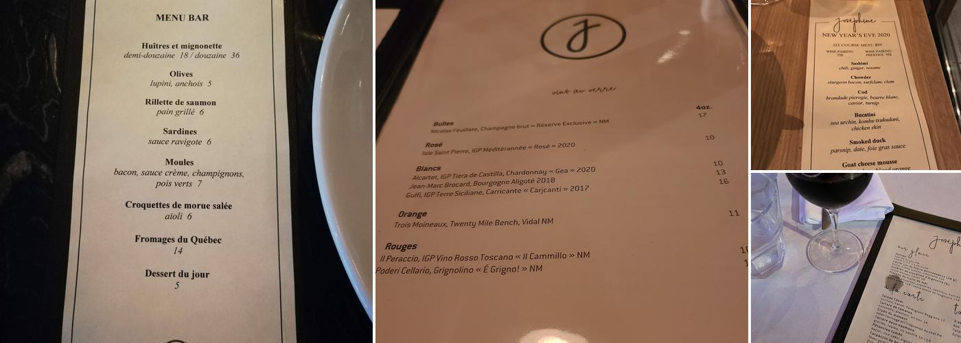 Joséphine Menu
