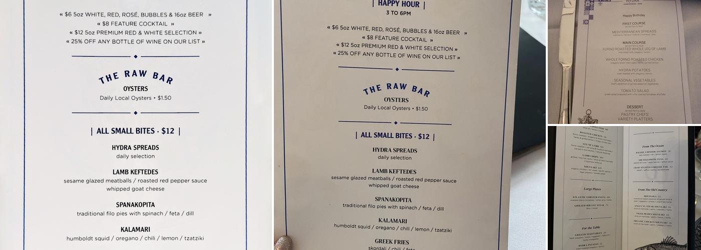 Hydra Estiatorio Menu