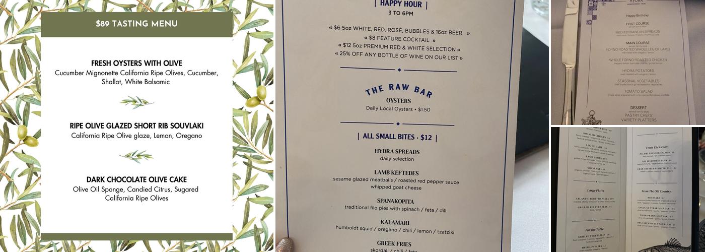 Hydra Estiatorio Menu