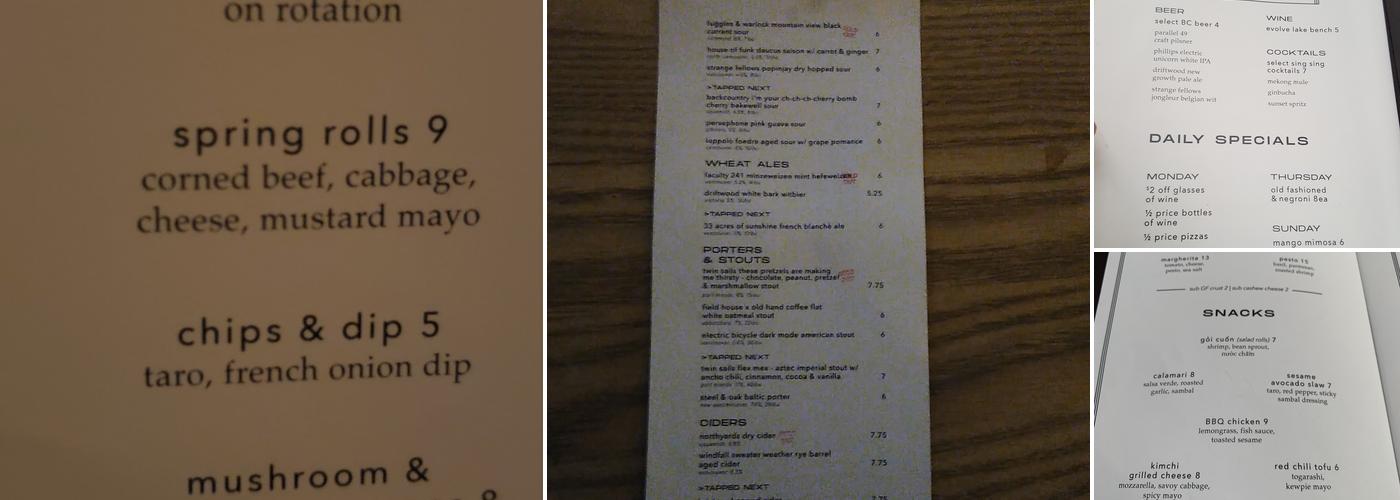 Sing Sing Main St Menu