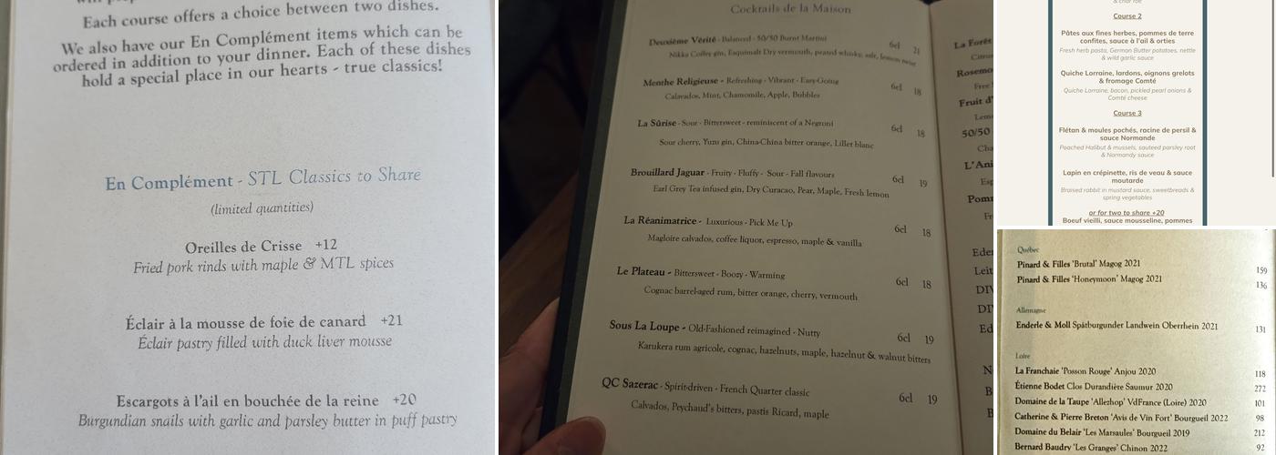 St. Lawrence Restaurant Menu