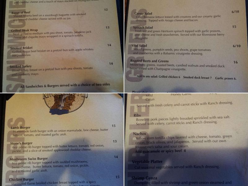 Riverstone Pub Menu