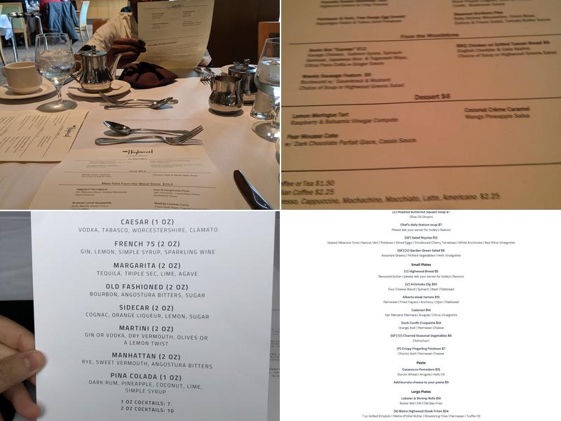 The Highwood Kitchen + Bar Menu