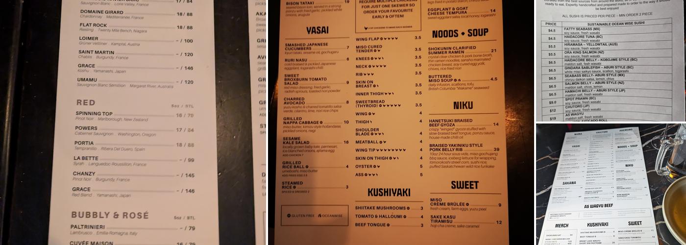 Shokunin Menu