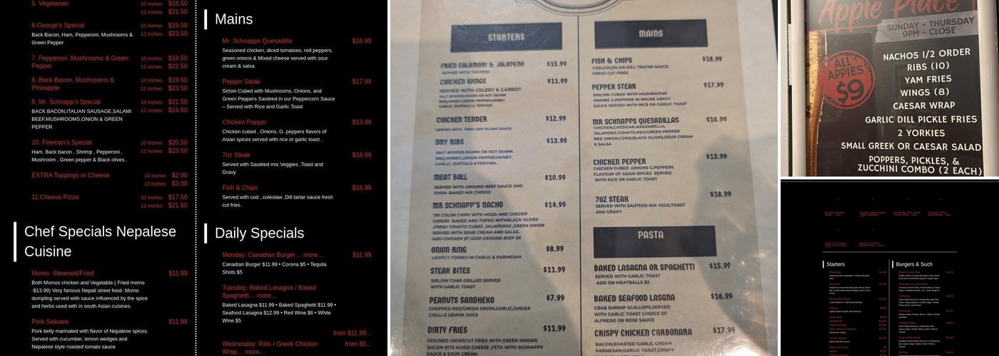 Mr. Schnapps Pub & Grill Menu