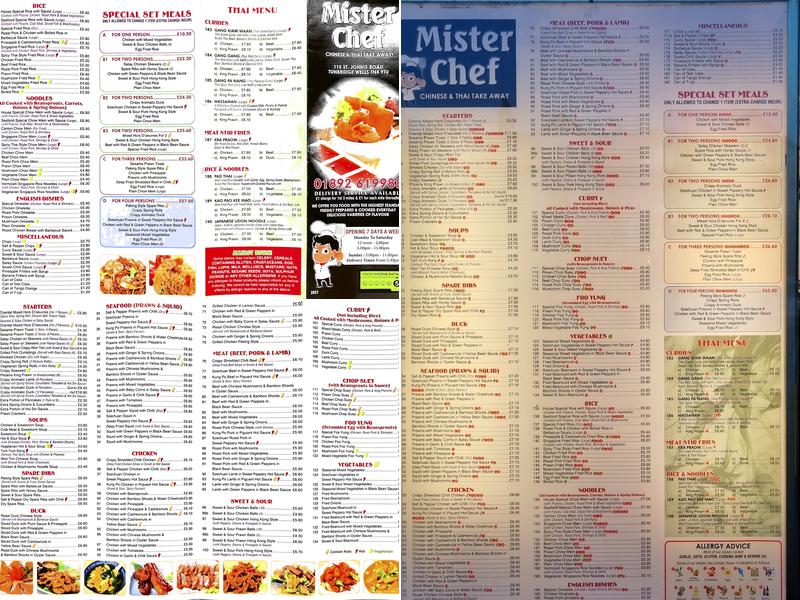 Mister Chef Menu