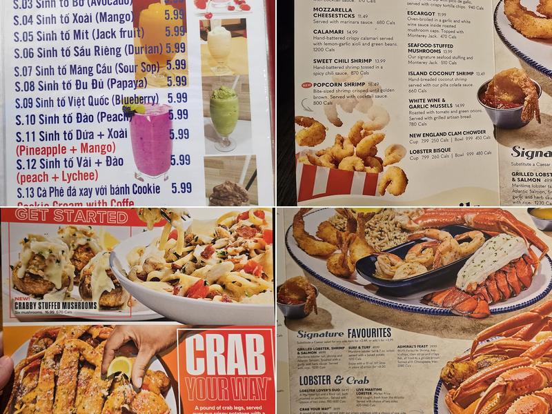 Red Lobster Menu