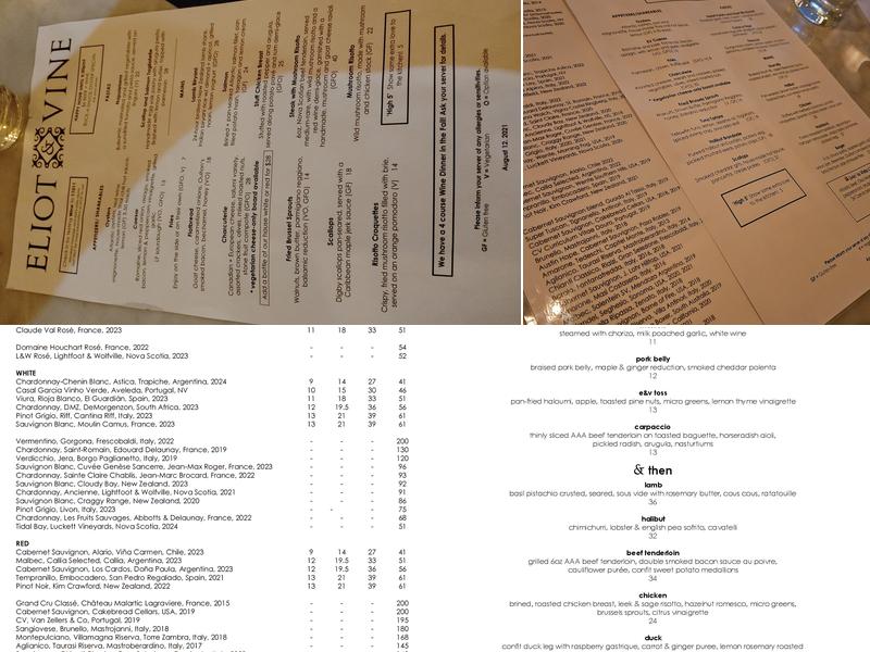 Eliot & Vine Menu