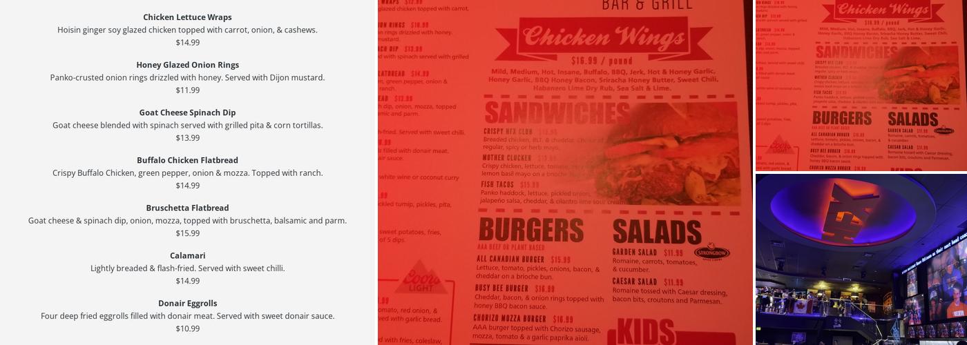 HFX Sports Bar & Grill Menu