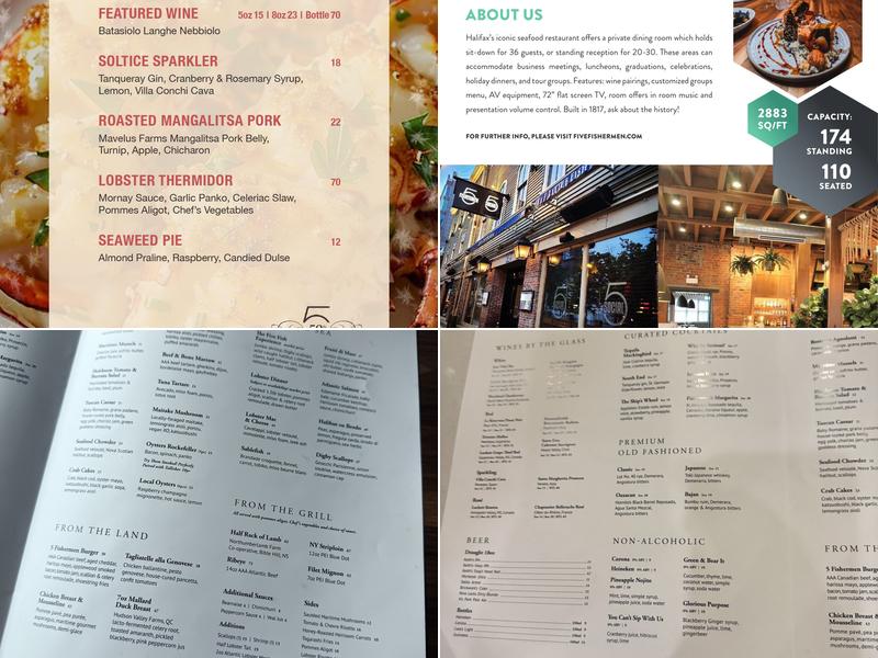 The Five Fishermen Menu