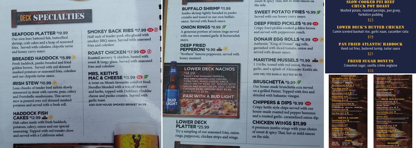 The Lower Deck Menu