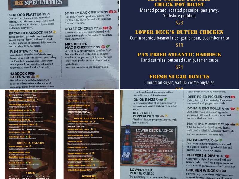 The Lower Deck Menu