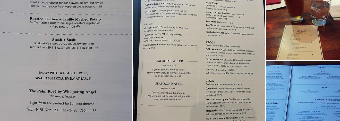 Earls Kitchen + Bar Menu