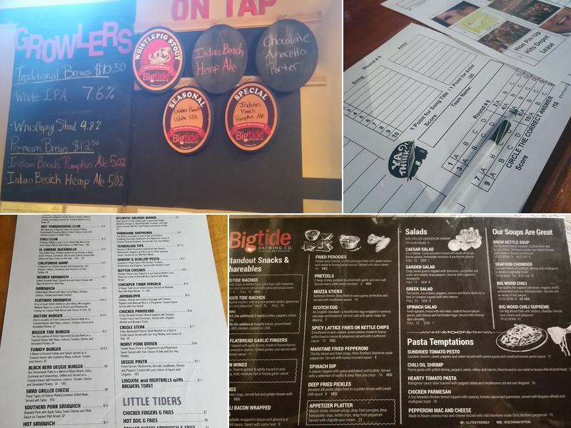 Bigtide Brewing Co. Menu