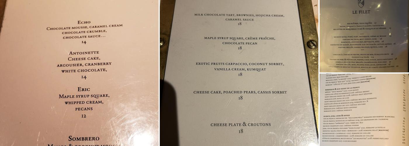 Le Filet Menu