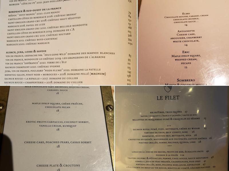 Le Filet Menu