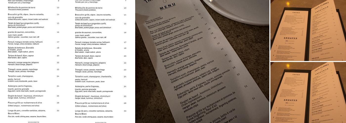 Taza Flores Menu