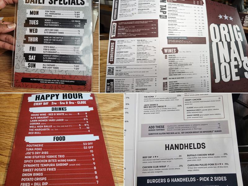 Original Joe's Menu