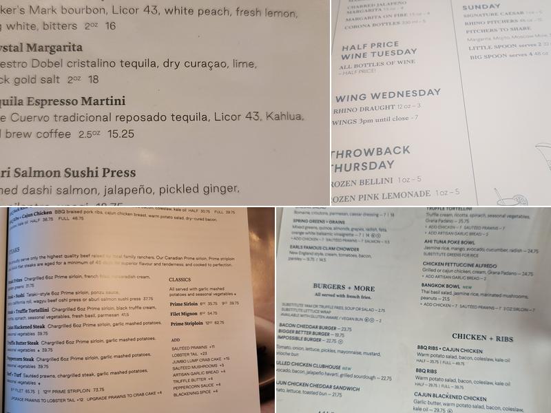Earls Kitchen + Bar Menu