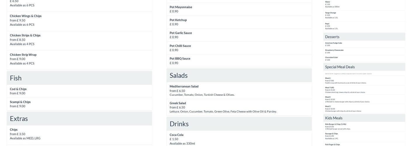 The Royal Express Menu