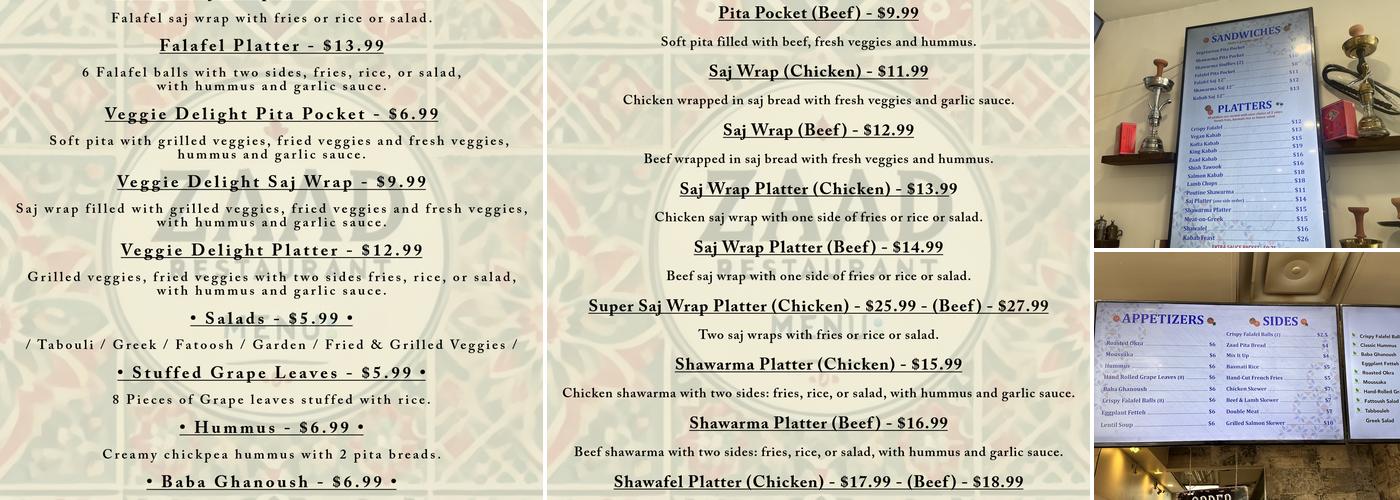 Zaad Menu