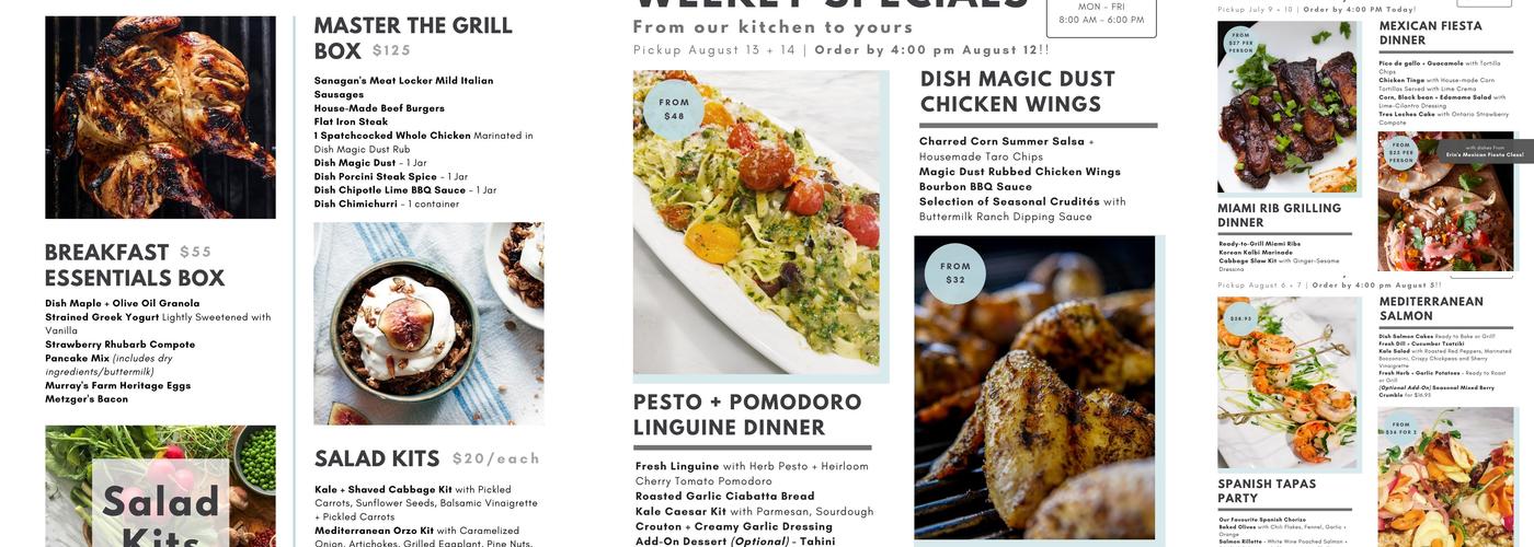 Dish Cooking Studio Menu