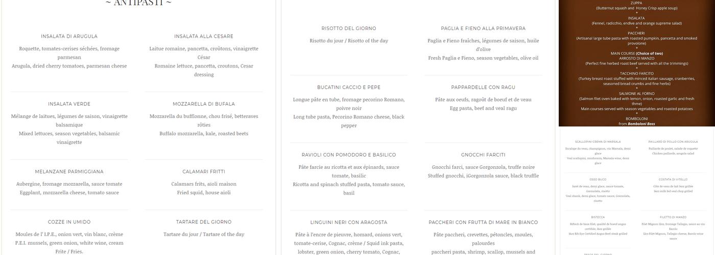 GESO Ristorante Menu