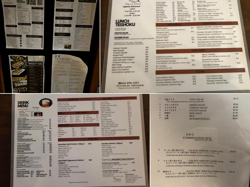 Hachibei Menu