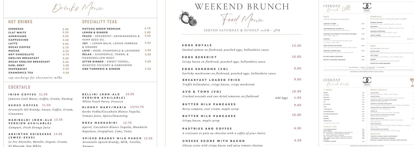 Charlotte's in the Pantiles Menu