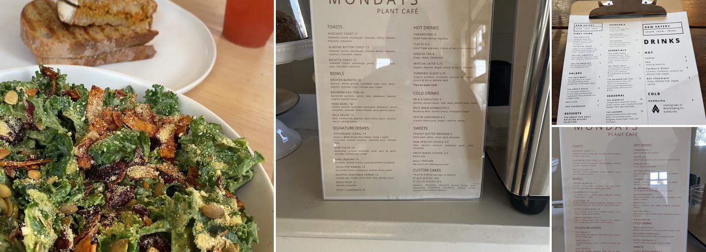 Mondays Plant Café Menu