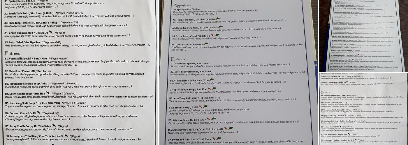 An Chay Restaurant Menu