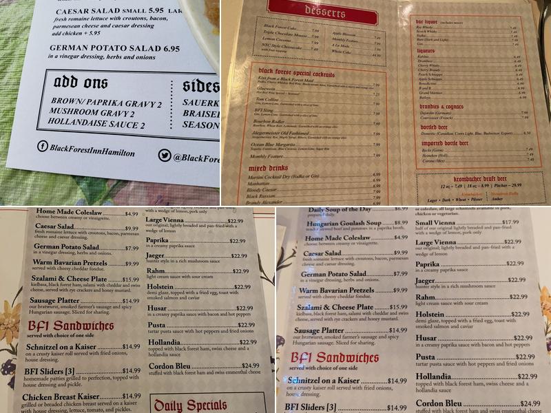 Black Forest Inn Menu