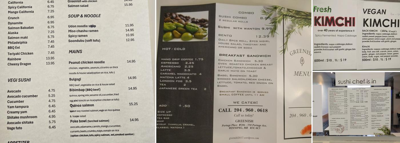 Greenish Menu