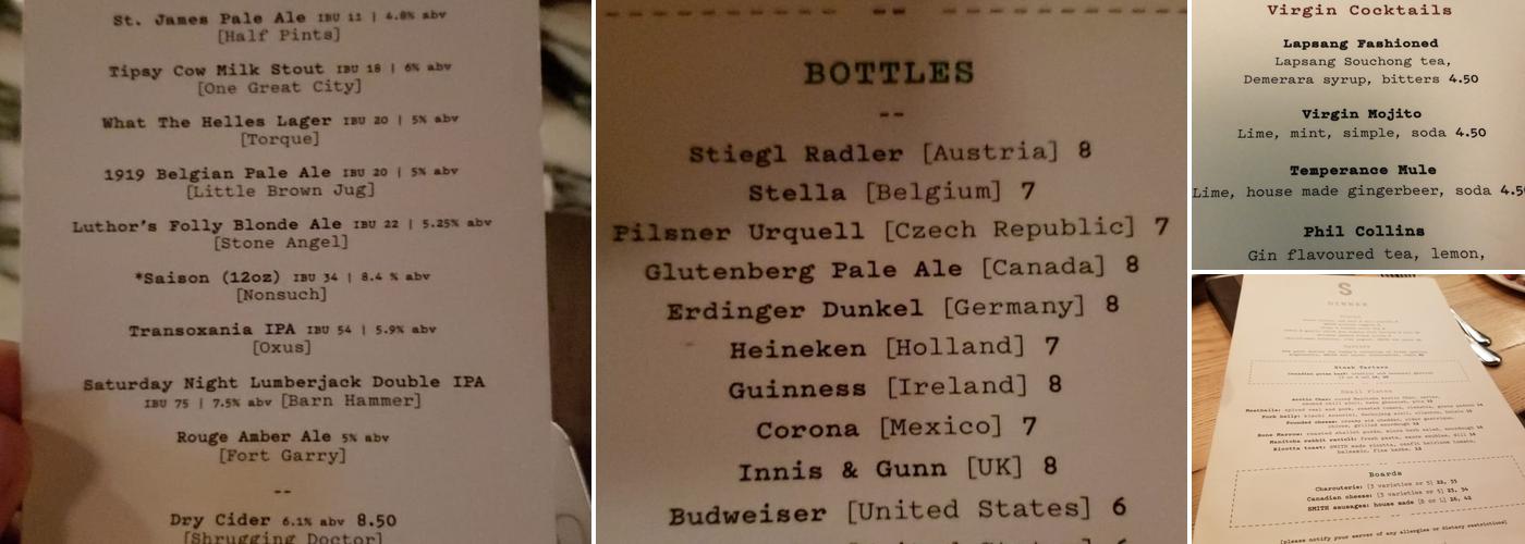 SMITH Restaurant Menu