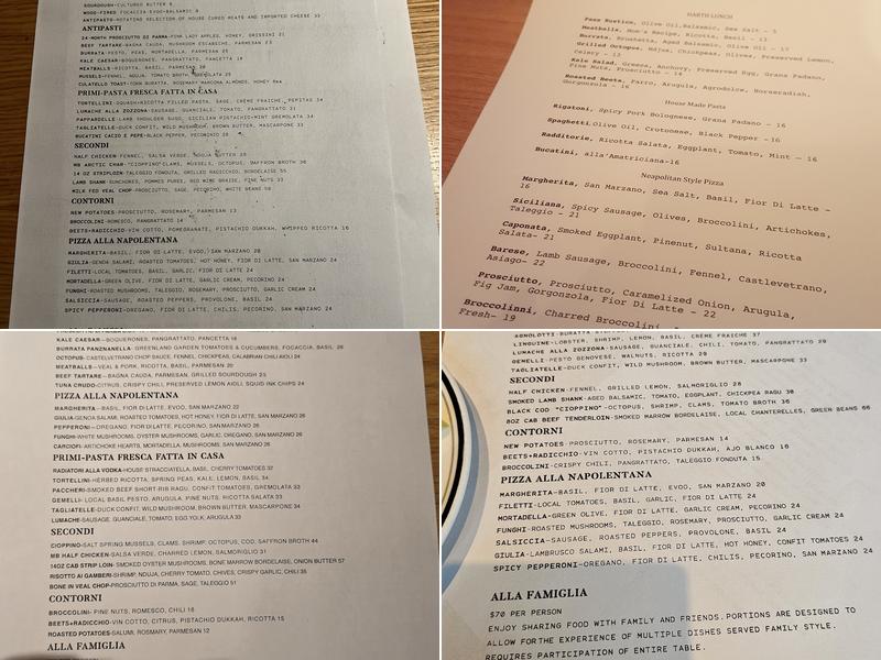 Harth Mozza & Wine Bar Menu