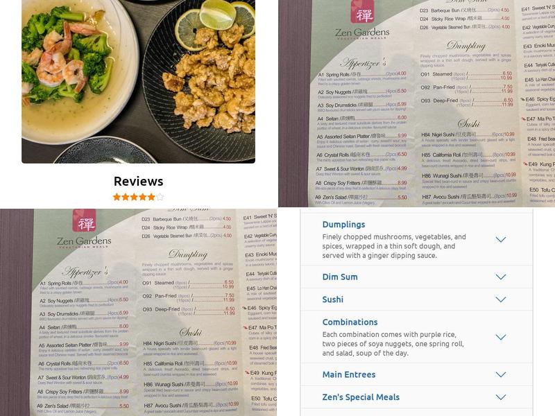 Zen Gardens Menu