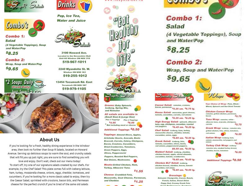 Soup R Salads Menu