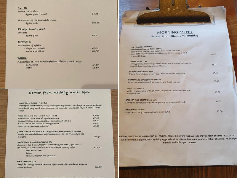 The Daffodil Tearoom Menu
