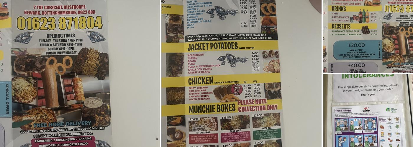 Diamond Kebab and Pizza Menu