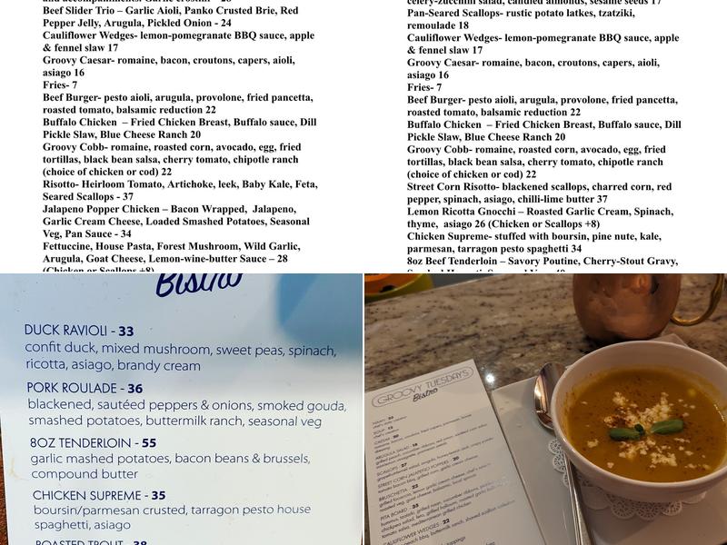Groovy Tuesday's Bistro Menu