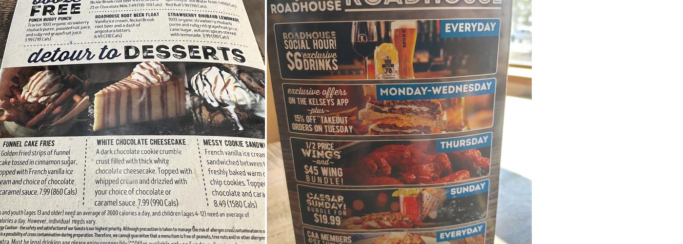 Kelseys Original Roadhouse Menu