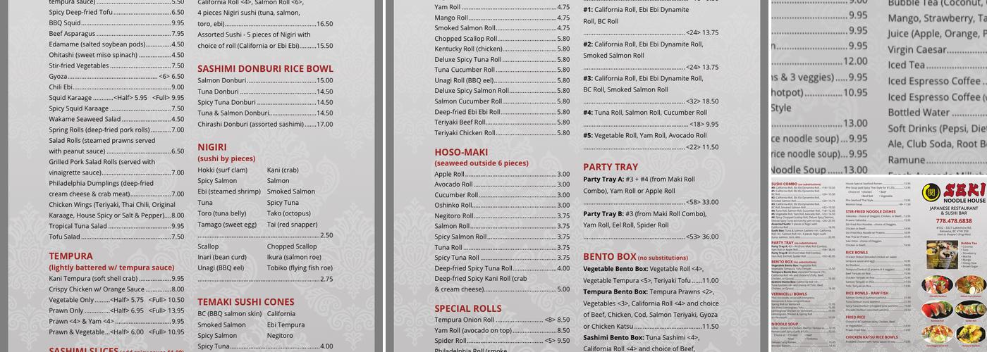 Seki noodle house Menu