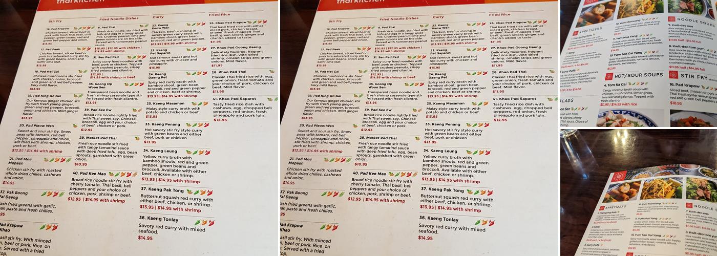 Thai Kitchen Restaurant Menu