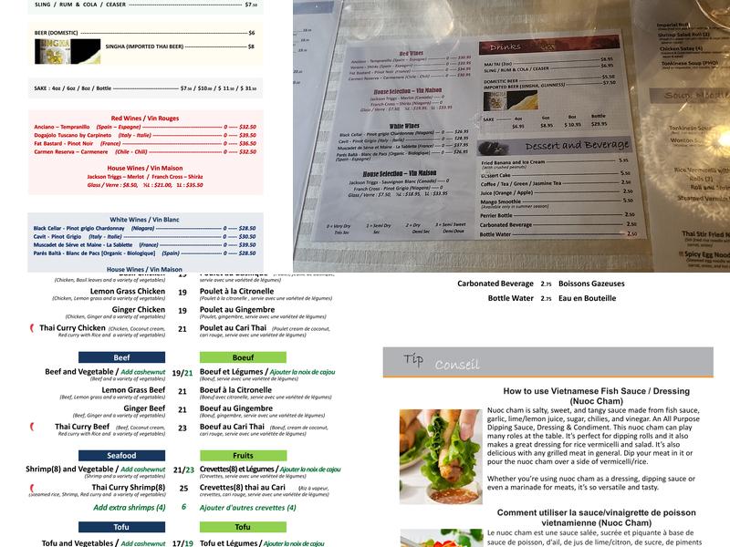 Saigon Thai Restaurant Menu