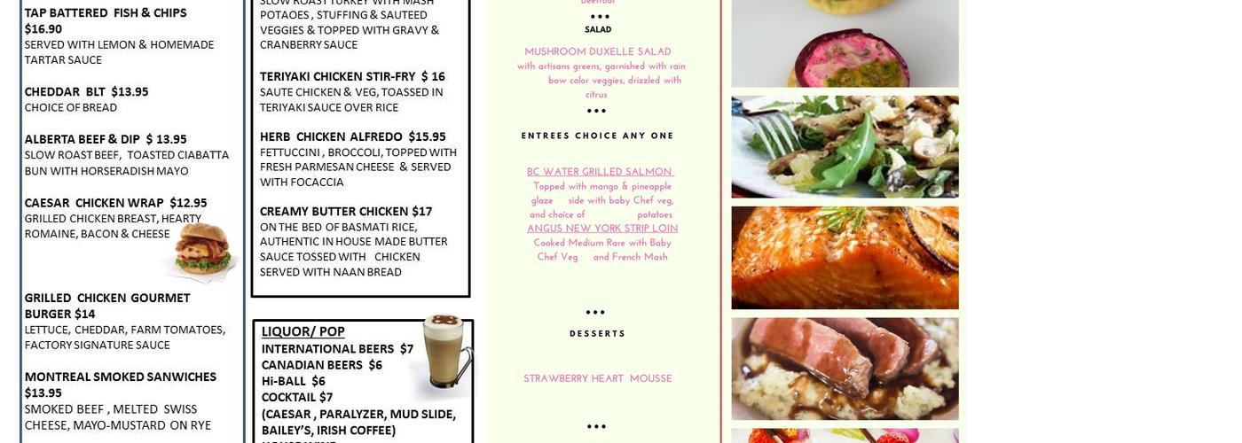 Botanica Garden Restaurant Menu