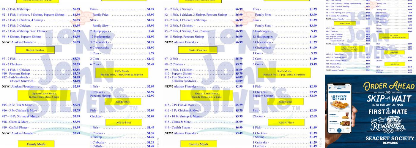 Long John Silver's Menu