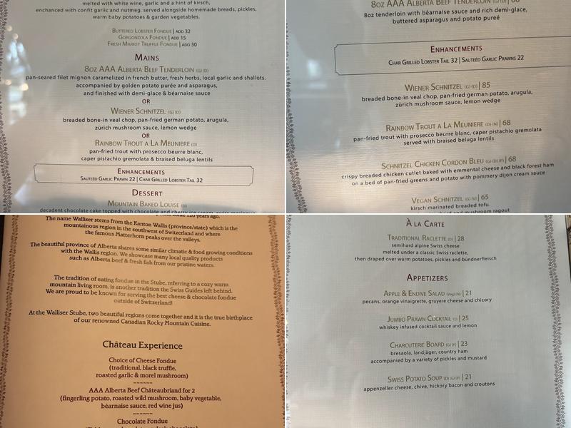 WALLISER STUBE Menu