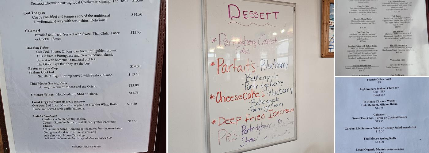 Lightkeepers Cafe Menu